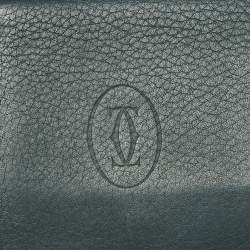 Pre Owned Cartier Dark Green Leather Must de Cartier 6CC Bifold Wallet