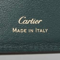 Pre Owned Cartier Dark Green Leather Must de Cartier 6CC Bifold Wallet