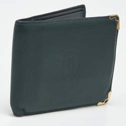 Pre Owned Cartier Dark Green Leather Must de Cartier 6CC Bifold Wallet