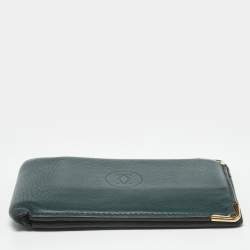 Pre Owned Cartier Dark Green Leather Must de Cartier 6CC Bifold Wallet
