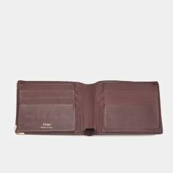 Pre Owned Cartier Burgundy Leather Must de Cartier 6CC Bifold Wallet