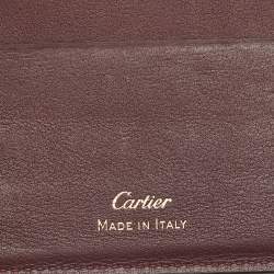 Pre Owned Cartier Burgundy Leather Must de Cartier 6CC Bifold Wallet