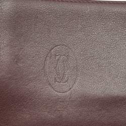Pre Owned Cartier Burgundy Leather Must de Cartier 6CC Bifold Wallet