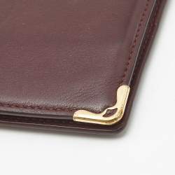 Pre Owned Cartier Burgundy Leather Must de Cartier 6CC Bifold Wallet