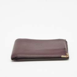 Pre Owned Cartier Burgundy Leather Must de Cartier 6CC Bifold Wallet