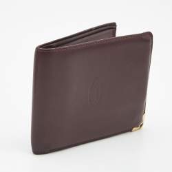 Pre Owned Cartier Burgundy Leather Must de Cartier 6CC Bifold Wallet