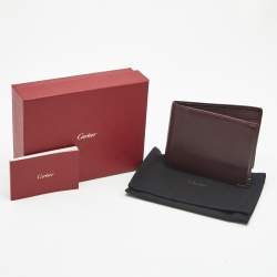 Pre Owned Cartier Burgundy Leather Must de Cartier 6CC Bifold Wallet