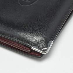 Pre Owned Cartier Black Leather Must de Cartier Bifold Wallet