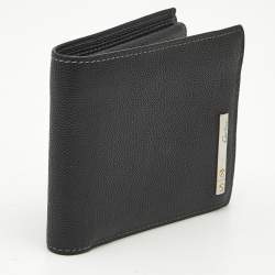 Pre Owned Cartier Black Leather Santos de Cartier Bifold Wallet