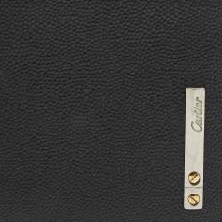 Pre Owned Cartier Black Leather Santos de Cartier Bifold Wallet