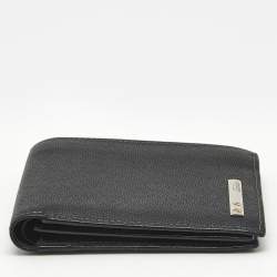 Pre Owned Cartier Black Leather Santos de Cartier Bifold Wallet