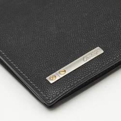 Pre Owned Cartier Black Leather Santos de Cartier Bifold Wallet