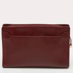 Pre Owned Cartier Burgundy Leather Must de Cartier Pouch
