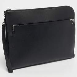 Pre Owned Cartier Black Leather Must De Cartier Portfolio Pouch