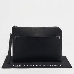Pre Owned Cartier Black Leather Must De Cartier Portfolio Pouch