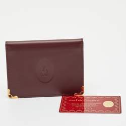 Pre Owned Cartier Burgundy Leather Must de Cartier ID Card Holder