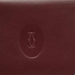 Pre Owned Cartier Burgundy Leather Must de Cartier ID Card Holder