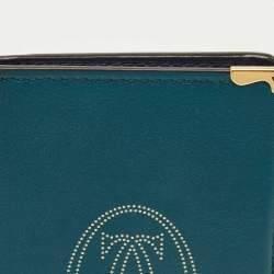 Pre Owned Cartier Green Leather Must de Cartier Business Card Holder