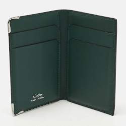 Pre Owned Cartier Green Leather Must de Cartier Card Holder