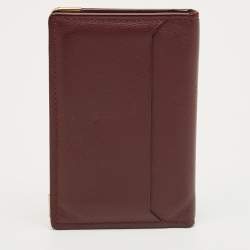 Pre Owned Cartier Red Leather Must De Cartier Bifold Card Case