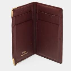 Pre Owned Cartier Red Leather Must De Cartier Bifold Card Case