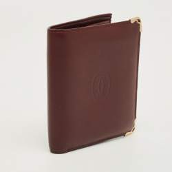 Pre Owned Cartier Red Leather Must de Cartier Bifold Wallet
