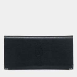 Pre Owned Cartier Black Leather Le Must De Cartier Long Wallet