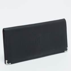 Pre Owned Cartier Black Leather Le Must De Cartier Long Wallet