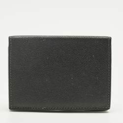 Pre Owned Cartier Black Leather Santos de Cartier Bifold Wallet