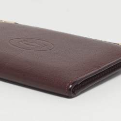 Pre Owned Cartier Must de Cartier Burgundy Leather Bifold Wallet 