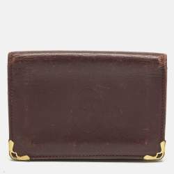 Pre Owned Cartier Must de Cartier Burgundy Leather Card Holder