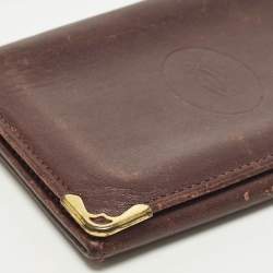 Pre Owned Cartier Must de Cartier Burgundy Leather Card Holder