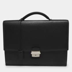 Pre Owned Cartier Pasha Black Leather Briefcase Bag