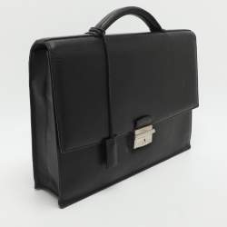 Pre Owned Cartier Pasha Black Leather Briefcase Bag