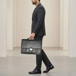 Pre Owned Cartier Pasha Black Leather Briefcase Bag