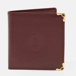 Pre Owned Cartier Must de Cartier Burgundy Leather Bifold Wallet
