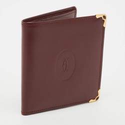 Pre Owned Cartier Must de Cartier Burgundy Leather Bifold Wallet