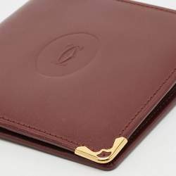 Pre Owned Cartier Must de Cartier Burgundy Leather Bifold Wallet
