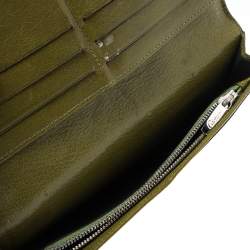 Pre Owned Cartier Olive Green Leather Pasha de Cartier Bifold Wallet