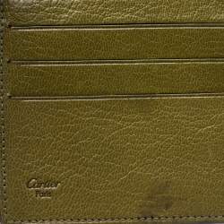 Pre Owned Cartier Olive Green Leather Pasha de Cartier Bifold Wallet