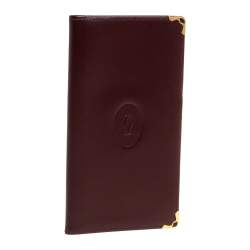Pre Owned محفظة شيكات مصرفية كارتييه ماست دو كارتييه جلد عنابي