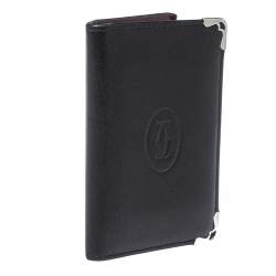 Pre Owned Cartier Black Leather Must De Cartier Card Holder