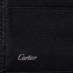 مملوكة مسبقًا محفظة كارتييه باشا جلد أسود ثنائية الطي