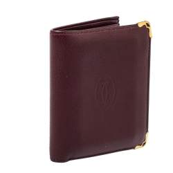 Pre Owned محفظة كارتييه موست دو كارتييه متعددة الفتحات جلد أحمر داكن
