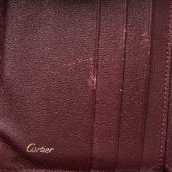 Pre Owned محفظة كارتييه موست دو كارتييه متعددة الفتحات جلد أحمر داكن