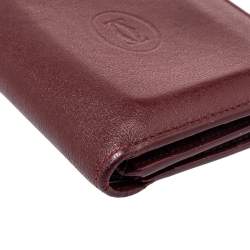 Pre Owned محفظة كارتييه موست دو كارتييه متعددة الفتحات جلد أحمر داكن