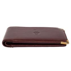 Pre Owned Cartier Maroon Leather Must De Cartier 6CC Bifold Wallet