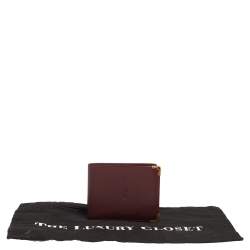 Pre Owned Cartier Maroon Leather Must De Cartier 6CC Bifold Wallet