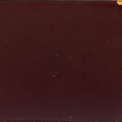 Pre Owned Cartier Maroon Leather Must De Cartier 6CC Bifold Wallet