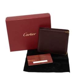 مملوكة مسبقًا Cartier Maroon Leather Must De Cartier Bifold Wallet